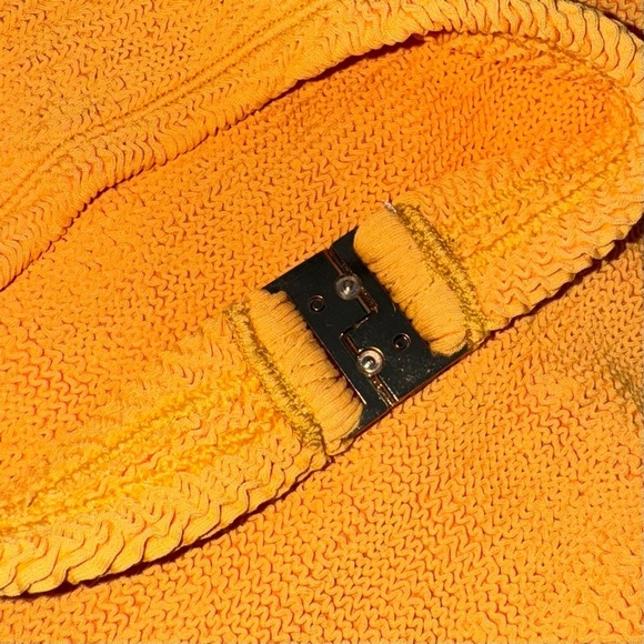 New Hunza G Dress Seersucker Mini Mango Sorbet Orange Yellow Halter Cute Polly - Picture 10 of 12